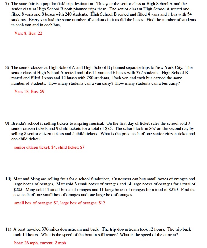 Rational Equations Word Problems Worksheet